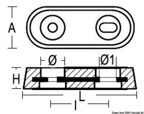 Anodo ovale alluminio VETUS 390 g